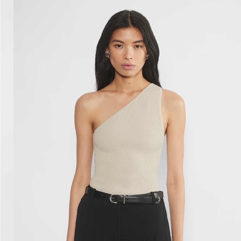 Aritzia Babaton Sculpt Knit One-Shoulder Ribbed Top